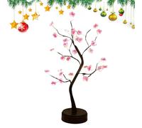 Whnbuij Bonsai con fiori di prugno, luci LED di Natale, luci notturne - Luci da tavolo con base stabile illuminate, ornamenti da scrivania per casa, camera da letto, ufficio, soggiorno