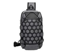 Whnbuij Borsa sul petto - Zaino a tracolla impermeabile, leggero | Zaino da trekking a tracolla alla moda con tracolla regolabile, borsa a tracolla nera essenziale da viaggio con porta per cuffie per