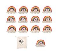 Whnbuij Carte traguardi arcobaleno | Carte in legno per le pietre miliari mensili del bambino | Dischi segnapunti e segni dei mesi, eleganti oggetti di scena fotografici per la decorazione della casa