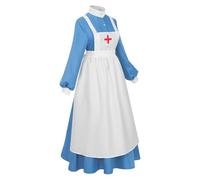 Whnbuij Costume Da Infermiera Completo,Vestito Uniforme Infermiera - Abito Storico con Grembiule per Feste Eventi Teatro Musei e Travestimenti