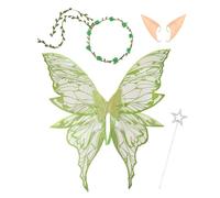 Whnbuij da Fata per Adulti | Completo Fatato Con Ghirlanda Di Fiori Bacchetta E Orecchini - Accessori Costume Per Recitazione Ruoli Giochi Feste Compleanno