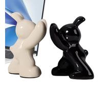 Whnbuij Fermalibri decorativi per scaffali, scultura decorativa in ceramica a forma di coniglietto, forniture per l'organizzazione per appassionati di lettura, studenti, insegnanti, adolescenti e