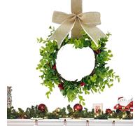 Whnbuij Ghirlanda natalizia per porta d'ingresso, ghirlanda natalizia con fiocco scozzese, 30 cm, decorazioni natalizie per interni ed esterni, rustico, per casa vacanze