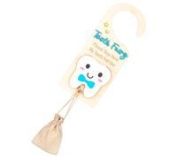 Whnbuij Portaspazzolino con fata dei denti, con scomparto per soldi, simpatico souvenir in legno, per incoraggiare i ricordi con borsa, per ragazzi e ragazze