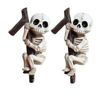 Whnbuij Skeleton de - Figura di postura modello paura, 2 scheletri pendenti in resina, con mani e gambe flessibili, decorazione di ossa resistenti alle intemperie per feste interne,