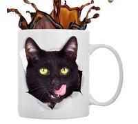 Whnbuij Tazza da caffè portatile in ceramica con gatto, 350 ml, simpatica tazza da caffè con gatto, divertente tazza da caffè per tè, latte, mattina, caffè, tavolo scrivanie, regali a tema, ragazzi