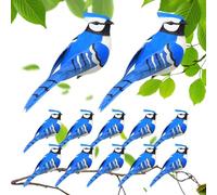Whnbuij Uccelli artificiali per albero, set di 12 uccelli artificiali decorativi con clip, fatti a mano e esposizione stagionale, animali simulati artigianali per casa cortile