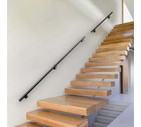 Whnoorher Corrimano Moderno per Scale da 1, 2, 3, 4, 5, 6 Metri, corrimano per Scale a Parete in Legno Nero per Interni ed Esterni o Giardini con Scale in Legno, Ville e Loft(500cm)