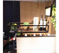 Whnoorher Mensole galleggianti da soffitto, mensole multiuso, portaoggetti, porta piante, libri, portabottiglie, espositore in metallo, ferro, arte, scaffale sospeso, nero(100x25x15cm)