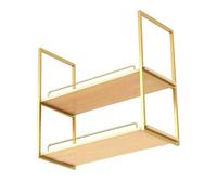 Whnoorher Mensole sospese galleggianti creative montate al soffitto, per bottiglie di vino, piante, libri, stoviglie, organizer, scaffale in legno a 2 livelli per cucina, soggiorno(Gold,100x30x80cm)