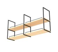 Whnoorher Mensole sospese galleggianti creative montate al soffitto, per bottiglie di vino, piante, libri, stoviglie, organizer, scaffale in legno a 2 livelli per cucina, soggiorno(Nero,140x30x80cm)