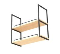 Whnoorher Mensole sospese galleggianti creative montate al soffitto, per bottiglie di vino, piante, libri, stoviglie, organizer, scaffale in legno a 2 livelli per cucina, soggiorno(Nero,80x30x80cm)