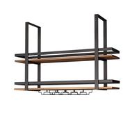 Whnoorher Mensole sospese montate a soffitto | Scaffale divisorio sospeso a 2 livelli Scaffale con struttura in ferro metallico | Portabicchieri da vino Portavasi(120x30x80cm)