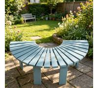 Whnoorher Panchina da giardino | Panchine da esterno semicircolari | Sgabello curvo in legno per tutte le stagioni | Sgabello da riposo senza schienale | Panca decorativa(Blu,Half Round)
