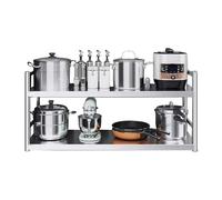 Whnoorher Scaffale da cucina in acciaio inossidabile 304 a parete Scaffale a 2 livelli Scaffale per carichi pesanti per pentole Scaffale impermeabile per friggitrice(150x35x75cm)