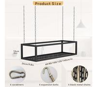 Whnoorher Scaffale galleggiante multiuso da soffitto, in metallo, con supporto in ferro, per piante, libri, portabottiglie, nero(80x25x15cm)