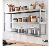 Whnoorher Scaffale per vasi a 2 livelli montato a parete Ripiani in acciaio inossidabile 304 Scaffale organizzativo resistente e facile da pulire per magazzino dispensa cucina(3 - Layer 80x35x75cm)