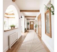 Whnoorher Tappeti per corridoio Morbidi Lunghi - Tappeto da corridoio Stretto Lavabile Beige Bianco Vintage con Retro in Gomma Antiscivolo per corridoio, Cucina, Ingresso, Soggiorno(60×500cm)