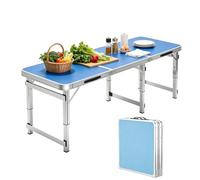 Whnoorher Tavolo da cucina portatile in alluminio resistente | Tavolo da lavoro pieghevole da cucina con 3 altezze regolabili | Tavoli da pranzo bassi ultraleggeri compatti