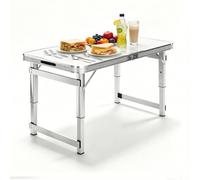Whnoorher Tavolo da pranzo da esterno portatile in alluminio | Tavolo multiuso pieghevole a metà con maniglia per il trasporto | 3 tavoli su cavalletto pop-up ad altezza(Bianco,80cm/2.6ft)
