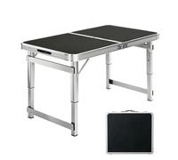 Whnoorher Tavolo pieghevole Tavoli da campeggio in alluminio resistenti e regolabili in altezza, pieghevoli portatili a metà con maniglia per feste all'aperto al coperto(Nero,4.9ft/150cm)