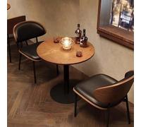 Whnoorher Tavolo Rotondo da Cocktail Bar per Pub Cafe Lounge Area Bistrot Tavolo con Piano Resistente all'Acqua e Robusta Base in Metallo Tavoli da Bar in Legno, Noce(70x70x75cm)