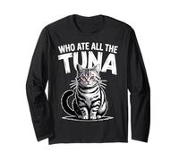 Who Ate all The Tonno Angry Cat Funny Maglia a Manica