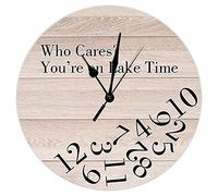 Who Cares You're on Lake Time Orologio da parete in legno Country Pavimento in legno Orologi da parete in legno Funzionamento a batteria 30,5 cm silenzioso decorazione vintage country per camera da