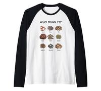 Who Dung It? Funny Animal Droppings Nature Diagram Detective Maglia con Maniche Raglan