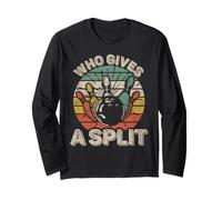 Who Gives A Split Retro Bowling Bowler Team Funny Maglia a Manica