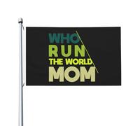 Who Run The World Mom Striscione Bandiera Appendere Decorazioni Da Esterno Robuste Per Camere Festa Domestiche 3X5 Ft