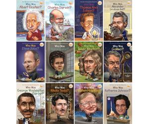 Who Was? 12 Paperback Books Collection: Albert Einstein?, Marie Curie?, Nikola Tesla?, Thomas Alva Edison?, Alexander Graham Bell?, Isaac Newton?, Galileo?, Stephen Hawking? & More