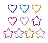 Whoasyst 10Pcs Cuore Star Moschettone Clip In Lega di Alluminio Appeso Moschettone Gancio Molla Snapping Outdoor Escursionismo Accessori Borsa Fibbia Connettori