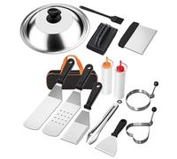 Whoasyst 14Pcs Flat Top Piastre Set di Accessori Da Cucina Acciaio Inox Griglie Strumento di Cottura Barbecue Griglie Accessori Con Spatole Pinze