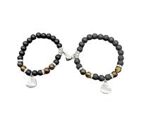 Whoasyst 2 braccialetti per genitori, distanza di relazione, cuore, perline abbinate per sole e papà, accessorio alla moda, Misura unica, come descritto