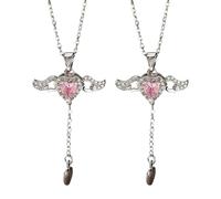 Whoasyst Affascinante collana a forma di cuore con ala delicata e robusta, accessorio alla moda, regalo ideale per momenti speciali e abiti alla moda gioielli d'amore, One Size, come descritto, come