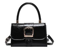 Whoasyst Borsa a tracolla da donna in pelle sintetica in tinta unita piccola borsa a tracolla ideale per il pendolarismo, lo shopping e l'evento sociale, elegante borsa da donna, Nero , One Size