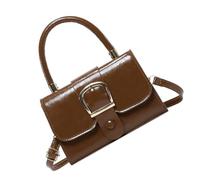 Whoasyst Borsa a tracolla da donna in pelle sintetica in tinta unita piccola borsa a tracolla ideale per il pendolarismo, lo shopping e l'evento sociale, elegante borsa da donna, Marrone, One Size