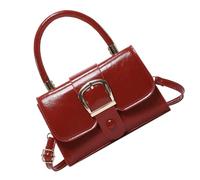 Whoasyst Borsa a tracolla da donna in pelle sintetica in tinta unita piccola borsa a tracolla ideale per il pendolarismo, lo shopping e l'evento sociale, elegante borsa da donna, Rosso, One Size
