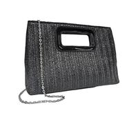 Whoasyst Borsa a tracolla in paglia con manico superiore, da donna, estati, da spiaggia, borsa a tracolla alla moda, borsa da sera, idea regalo per le donne, Nero , One Size