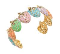 Whoasyst Bracciale rigido regolabile con motivo fragola smaltato a goccia vibrante gioielli confortevoli regolabile Her Strawberry regolabile, Misura unica, come descritto