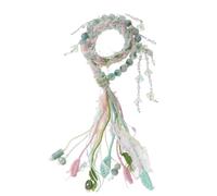 Whoasyst Braccialetto etnico in corda intrecciata a mano tibetano cinese con perline catena da polso con nappe a forma di fiore ornamento catena a mano