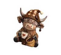 Whoasyst Coffee Highlands, statuette di mucca, decorazione per casale in resina, statua a forma di animale, ornamento da tavolo per libreria, decori, amanti dei vitelli, resine, statua animale