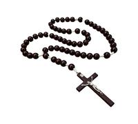 Whoasyst Collana alla moda con crocifisso in legno, perfetta per feste e preghiere di tutti i giorni, per uomini e donne