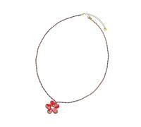 Whoasyst Collana in corda intrecciata con fiore in acrilico vibrante con dettaglio per una comoda collana con ciondolo leggero, One Size, come descritto, come descritto