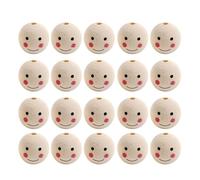 Whoasyst Confezione da 20 perline in legno con design sorridente, rotonde, sfuse, perfette per progetti di gioielli, perline rotonde