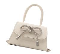 Whoasyst Creativo Bowknot Decorato Piccola Borsa A Tracolla Borsa A Tracolla Alla Moda Cuoio DELL'UNITÀ di elaborazione Piazza Borsa, bianco, One Size