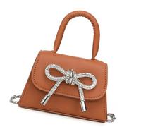 Whoasyst Creativo Bowknot Decorato Piccola Borsa A Tracolla Borsa A Tracolla Alla Moda Cuoio DELL'UNITÀ di elaborazione Piazza Borsa, Marrone, One Size