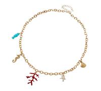 Whoasyst Elegante collana a catena regolabile ispirata alla marina, con ciondoli a forma di pesce e conchiglie, per vacanze al mare ed estivi, collana leggera in lega di resina, One Size, come