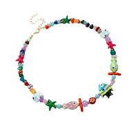 Whoasyst Elegante collana a catena regolabile ispirata alla marina, con ciondoli a forma di pesce e conchiglie, per vacanze al mare ed estivi, collana leggera in lega di resina, One Size, come